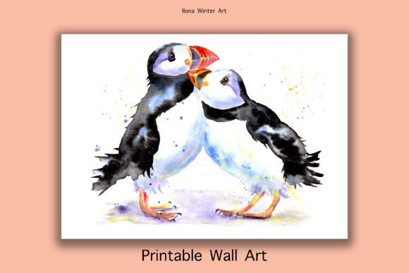 Download Watercolor Puffins Printable Wall Art - Wall Collection