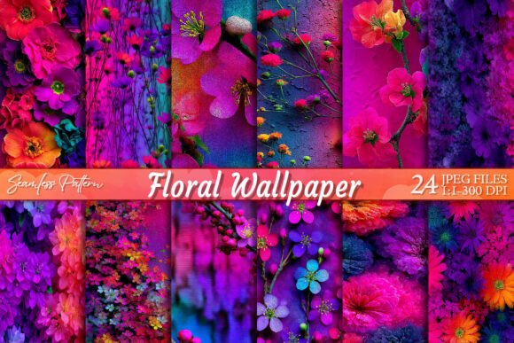 Download Neon Floral Wallpaper Seamless Pattern - Wall Collection