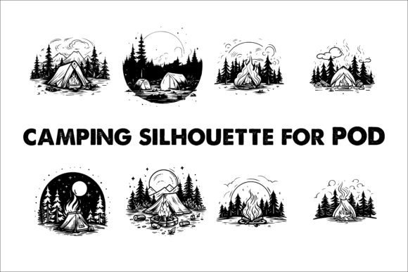 Download Camping Black Silhouette Illustration - Premium Resources