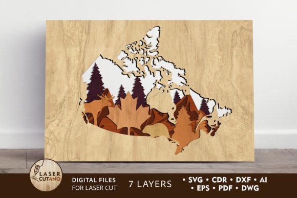 Download Map CANADA Cut Template Wall Art Panel - Wall Collection