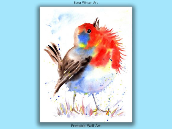 Download Watercolor Robin Printable Wall Art - Wall Collection