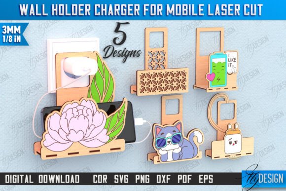 Download Wall Mobile Charger Holder Laser Cut Set - Wall Collection