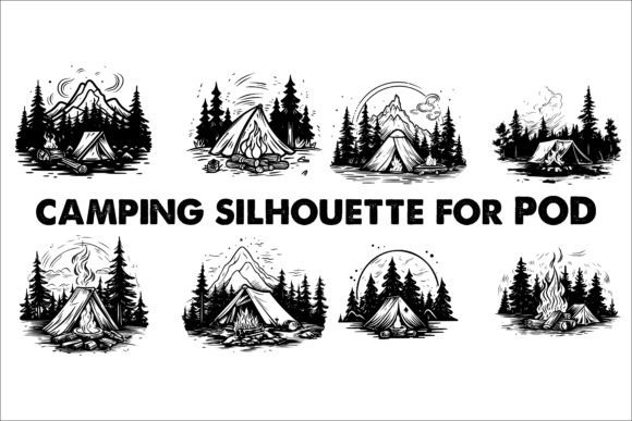 Download Camping Black Silhouette Illustration - Premium Resources