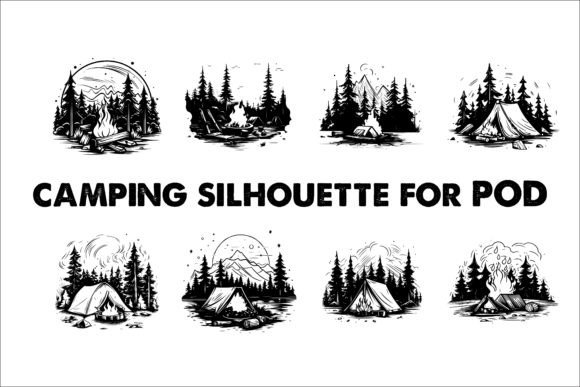 Download Camping Black Silhouette Illustration - Premium Resources