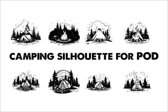 Download Camping Black Silhouette Illustration - Premium Resources